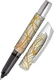 Online Campus Golden Leaves Rollerball Pen with Ergonomic Grip, Standard Ink Cartridges for Right and Left-Handed Users, for School, University, Frequent Writers