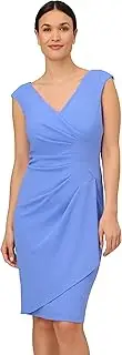[Adrianna Papell] Women's Crepe Draped Overlay Dress