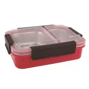 Oasis 2 Compartment LUNCH BOX Lunchbox Container Stainless Steel Red