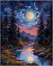 TAOPAOLAB Nature Nightscape Paint by Numbers Kit for Adults - DIY Moonlit Forest River Scene Painting on Canvas 16x20In, Acrylic Paint Set, Suitable for Beginners, Art for Home Decoration or Gifts