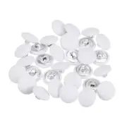 30pcs Fabric Cloth Covered Button 15mm Metal Round Sewing Buttons, White