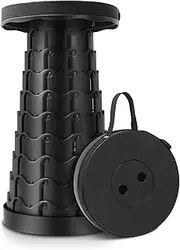 Telescopic Stool, Portable Folding Camping Outdoor Collabsible Stool Lightweight Chair Adjustable Seat Maximum Load 410 lb, for Adults and Kids Camping Fishing Hiking Travel BBQ (Black)