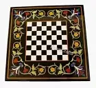 Marble Coffee Table Top Chess Desing Inlay Work Game Playing Table for Kids Room