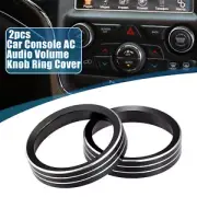 2PCS Console Audio Volume Knob Ring Cover for Jeep Grand Cherokee 14-20 Black