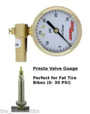 Meiser Accu-Gauge 0-30psi PRESTA Valve Low PSI Tire Gauge Dial Gage Fat Bike
