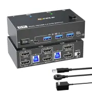 8K Dual Monitor HDMI 2.1 KVM Switch 2 Monitors 2 Computers 8K@60Hz/4K@144Hz USB