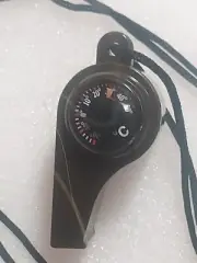 3 In 1 Survival Whistle With Compass Thermometer & Double Pipe Emergency