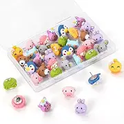 GOOLADA 30 Pieces Cute Animal Push Pins,10 Style Animals Push Pins, Decorative Thumb Tacks, Fun Thumbtack, Pushpins for Bulletin Board, Cork Boards,Wall, Whiteboard, Cork Board, Map