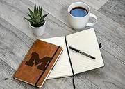 Rico Industries NCAA Michigan Wolverines Brown Laser Engraved Small Notepad Jounral/Notepad 8.25" x 5.25"- Office Accessory