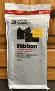 NOS 2 Pk Smith Corona H63446 Correctable Typewriter Film Ribbon Cassettes H59436