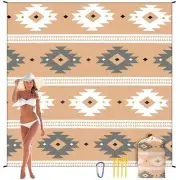 Beach Blanket, Sandproof Beach Mat, 79" X 83"（1~4 person） Yellow-01-s