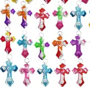 24 Packs Bulk Fidget Bubble Bulk Mini Pop Cross Keychain , Holiday Party Favors Supplies Classroom Summer Student Gifts