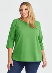 [Virtuelle] Taking Shape Good Earth Australian Cotton 3 / 4 T-shirt Size 16 in Green - Plus Size Women's Clothing Sweet Pea Green