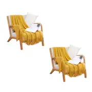SOGA 2X Yellow Diamond Knitted Throw Blankets