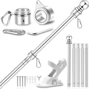 Upgraded Flag Pole Kit W/ 2-Position Bracket Holder & Rotating Flag Rings - 5FT