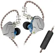 Zsn Pro 3.5Mm Wired Headphones with Mic N-Line Control N-Ear Sport Headset Bass Earphone for Phones Tablet Laptops with 3.5Mm L-Type Blue