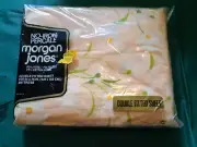 Vintage Morgan Jones Peach Daisy Flower Double Fitted Sheet New Old Stock