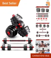 Complete Adjustable 3-in-1 Dumbbell and Barbell Set - Space-Saving Gym Solution