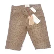 Current Elliott Skinny Brown Leopard Print Corduroy Pants Size 26