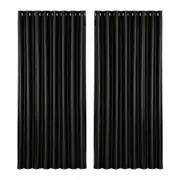 Artiss 2X Blockout Curtains Eyelet 300x230cm Black Shine