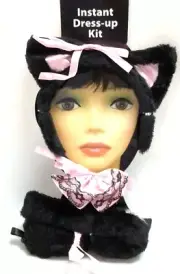 Sexy Plush Kitty Ears Tail Bowtie Black Cat Halloween Costume Kit