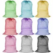 6 Pc Heavy Duty Large Mesh Utility Bags Sport Drawstring Laundry Wash Tote 29"