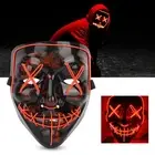 (red)Halloween Scary LED Light Up Glow Mask Costume For Party Prop Show ID