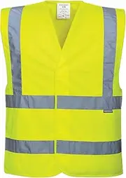 Portwest C470 Hi Vis Safety Vest Reflective Tape Lightweight Workwear Rail Compliant PPE Construction Security Uniform Hook Loop Closure EN ISO 20471, Yellow, XX/3X