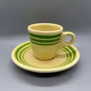 Fiesta Retro Green Stripe Demitasse Cup and Saucer Set in Ivory | HLCCA AD Demi