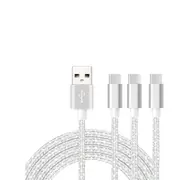 Catzon 1M 2M 3M 3Packs USB Type C Cable Nylon Braided Phone Cable Fast Charger Cable USB Cord -Silver