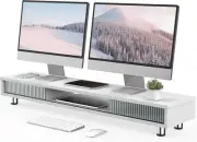 Fenge Dual Monitor Stand, 42.5inch Long Stands Riser for 2 White