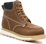 [AZXPROT] Work Boots for Men, 6" soft Toe Boot Wedge Sole, Waterproof Safety Boots, Comfortable Construction Work Safety Shoes