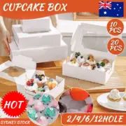 Cupcake Box Cases 2/4/6/12 Holes Window Face Cases Party Wedding Muffin Baking