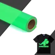 HTVVETUR Glow in The Dark HTV Heat Transfer Vinyl Roll 12 Inch by 20 Feet Iron on DIY for T-Shirt PU Stretch Elastic HTV Vinyl (Dark in Glow Green, 20FT)