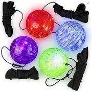 Light-Up Orbit Wrist Balls, Set of 4, LED Balls with Flashing Lights and Elastic String, Wristband Toys for Indoor and Outdoor Play, Fun LED Birthday Party Favors for Boys and Girls