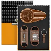 cigar cutter, Cigar cutter Cigar Three-Piece Tool Portable Cigar Knife Sharp Cigar Cutter Round Puncher Cigar Tongs Four-Piece Set In Brown