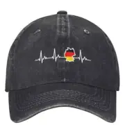 German Flag Denim Baseball Cap My Heart Beats Germany White Heartline Outdoor