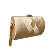 Nevenka Womens Evening Clutch Bag Stain Fabric Bridal Purse For Wedding Prom Night Party-Champagne