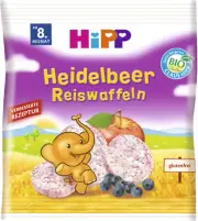 3 Packs HiPP Organic Blueberry Rice Cakes for Babys Made in Germany New