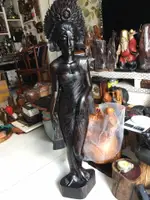 日本回流木雕擺飾，98CM高巴厘島黑檀木美女木雕擺飾，開臉漂