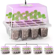 5-Pack Seed Starter Tray with Grow Light and Adjustable Humidity Domes