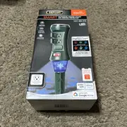 Defiant Smart Outdoor Power Stake Timer w/ Holiday Lights Projector 6-Outlet 4'