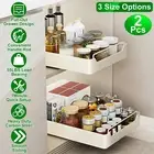 2Pcs Pull Out Cabinet Organizers Sliding Shelf Spice Rack Carbon Steel Roll Out