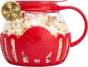 Micro-Pop Microwave Popcorn Popper, 3-Quart, Glass, 3-in-1 Lid, BPA-Free, Red