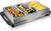 Professional Stainless Steel Buffet Warmer Server with 3 Trays | Portable Hot Pl