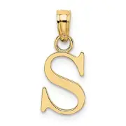 14K Polished Block Letter S Initial Pendant Bracelet Necklace