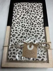 Mud Pie Guest TOWELS AND WOODEN BOX SNOW LEOPARD NWT