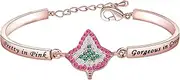[CHOORO] Sorority Gifts Graduation Gift Pretty in Pink Gorgeous in Green Zircon Bracelet Paraphernalia Leaf Bracelet