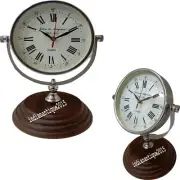 Vintage Style Decorative Maritime desk clock Wooden Brown Table Clock Gift