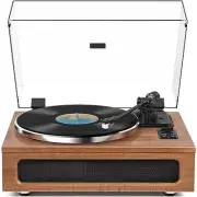 All-in-One Vintage Record Player High Fidelity Belt Drive Turntable for Brown